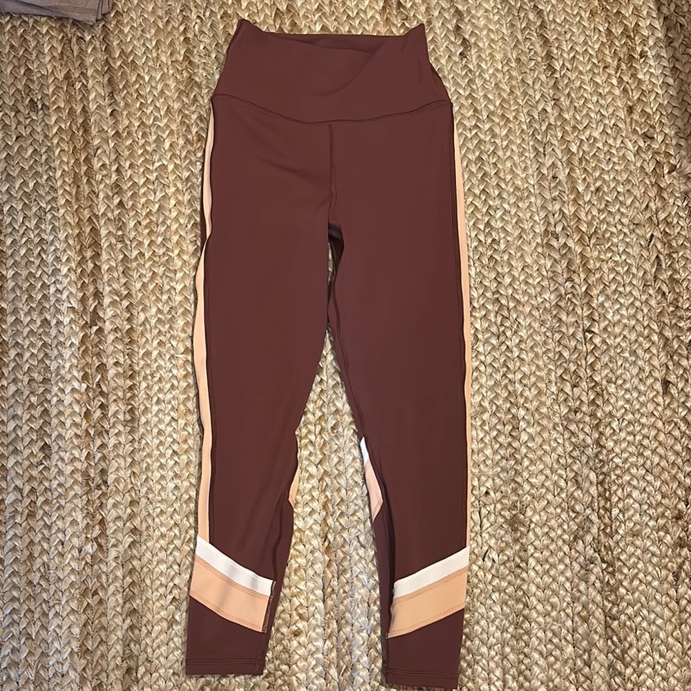 Brown Leggings with Tan Stripes